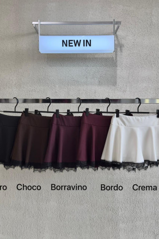 POLLERA MICROFIBRA CON SHORT Y PUNTILLA - Art.548