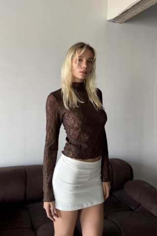TOP ENCAJE CUELLO CERRADO LENTEJUELAS - ART. 74